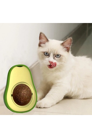 Hubrendy Cer Avokado Dönen Kedi Nanesi Cat Oyun Topu Doğal Kedi Oyuncağı