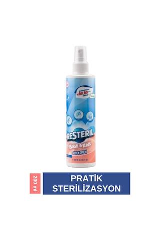 Resteril Doğal Alkolsüz Bebek Çocuk Dezenfektan Su Bazlı Hijyen Spreyi 200 ML