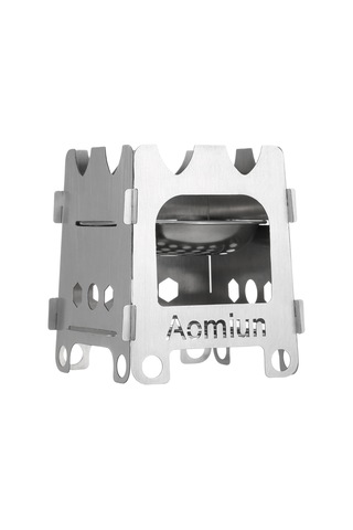 Youtek Aomiun Çelik Odun Fırını - Alkol Tepsili, İçine Katlanabilir, Hafif, Kamp Ve Bisiklet Turları İçin Hwl-06 Küçük Boy Gümüş