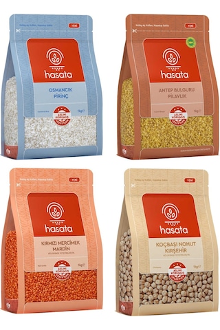 Hasata Bakliyat Pirinç Mercimek Bulgur Nohut 4 x 1 KG