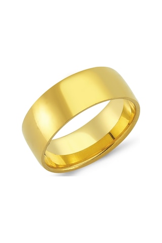 8 Mm Geniş Bombeli Çelik Alyans Çifti Söz Yüzüğü Sarı Cl13 Gümüş