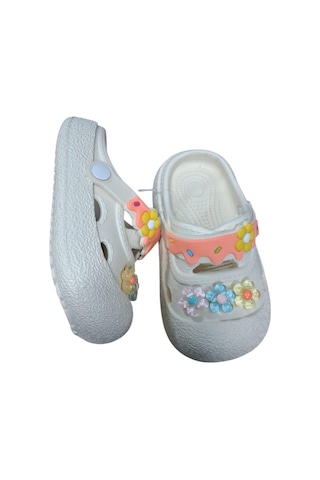 Calx Kız Çocuk Çiçek Figürlü Kaydırmaz Taban Terlik Sandalet Bnt8160 Bej