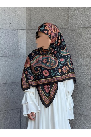 Qalortex Scarf Pamuklu Vintage Desen Eşarp-karma