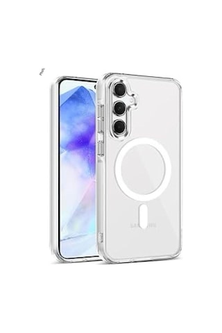Teknomoda Samsung Galaxy A55 Kılıf Magsafe Uyumlu Manyetik Şeffaf Silikon Kapak Şeffaf