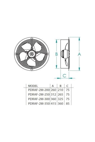 Fanex Pdraf-2M 250 Dıştan Rotorlu Aksiyal Aspiratör