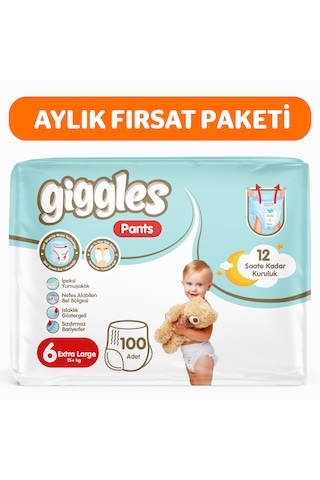 Giggles Pants Külotlu Bebek Bezi 6 Numara Xlarge 100 Adet