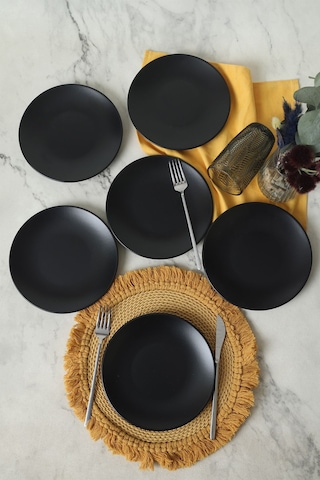 Keramika Mat Siyah Ege Pasta Tabağı 20 Cm 6 Adet 956 Siyah