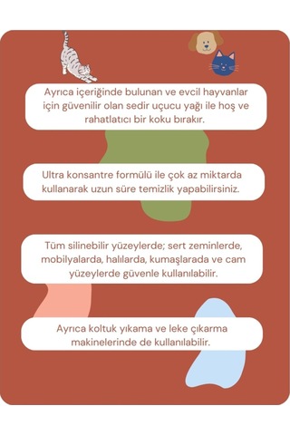 Pureal Evcil Hayvanlar İçin Doğal Yüzey Temizleyici ve Koku Giderici Konsantre 500 ML