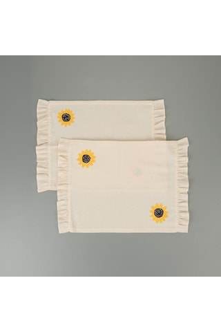 Evidea Soft Nakışlı Fırfırlı 2'li Amerikan Servis - Ekru - 35x50 Cm Ekru