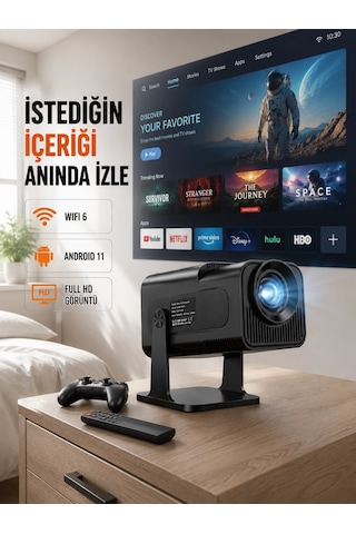 Hcs350pro 1080p Full Hd Taşınabilir Android Projektör Yeni Nesil