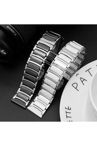 Gear S2 20mm Seramik Metal Zore Kordon-beyaz-gümüş