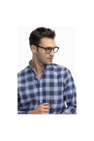 Tudors Klasik Fit Ekoseli Biyeli Yaka Düğmeli Erkek Gömlek-27098-multi Çok Renkli