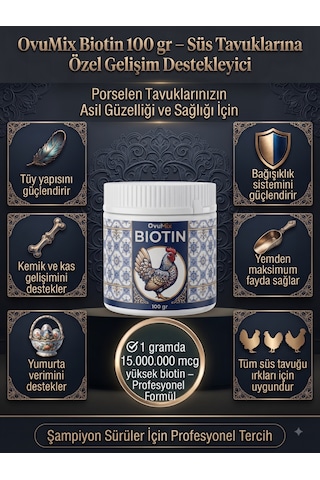 Biotin 100 Gr - Kanatlı Gelişim Destekleyici Ve Yumurta Verim Artırıcı