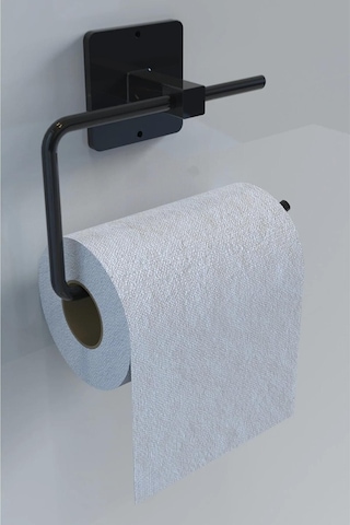 Siyah Uzun Havluluk Ve Tuvalet Kağıdı Tutacağı Avantajlı 2'li Set, Banyo Aksesuarları Siyah