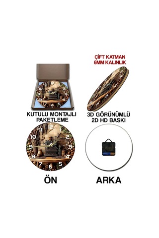 Sessiz Yuvarlak Ahşap Duvar Saati, Kuvars Hareketli 3d Görünümlü 2d Saat Sdw119