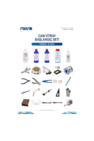 Cam Vitray Başlangıç Seti Premium 25 Parça Profesyonel Cam Kesme, Şekillendirme Ve Lehimleme Seti