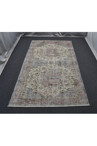 Zehra Abla Halı Vintage 4m2 El Dokuma Dekoratif Çift Göbekli Yün Halı 7156 Çok Renkli