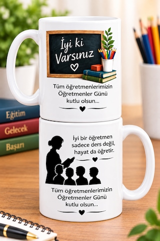 24 Kasım Öğretmenler Günü İçin Anlamlı Kupa Hediyesi Öğretmen İçin Bardak Hediye Beyaz