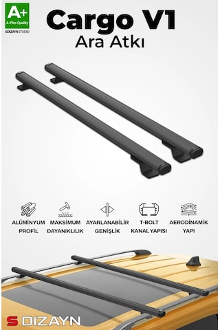 S-dizayn Vw Golf 8 Sw S-bar Cargo V1 Ara Atkı Tavan Taşıyıcı Barı Siyah 130 Cm 2020 Üzeri A+ Kalite