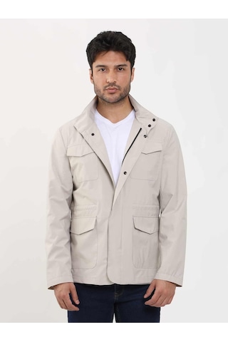 Dufy Bej Erkek Regular Fit Düz Hakim Yaka Safari Mont - 104379-Bej
