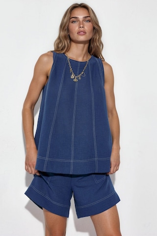 Hiccup Dikiş Detaylı Denim Görünümlü Rahat Kesim İkili Takım Orta Mavi Denim