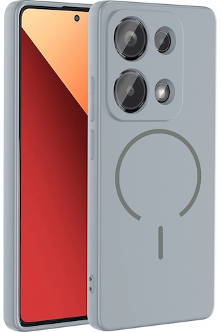 Xiaomi Redmi Note 13 Pro 4g Kılıf M-safe Şarj Özellikli Zore Meta Kapak Titanyum-Gri