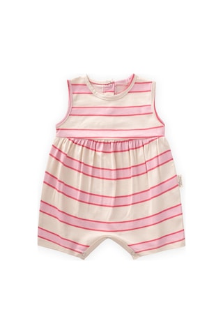 Cigit Geniş Çizgili Tulum 0-3 Yaş Pembe Fuşya Çizgili Pembe Fuşya Çizgili