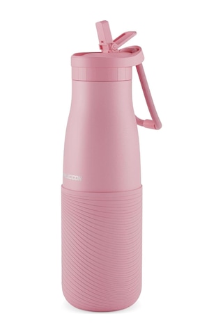 Pembe 500 Ml Paslanmaz Çelik Termos - Silikon Kaplı Dalga Okul, Günlük, Kamp, Spor - Pipetli Matara - 50020 Çok Renkli