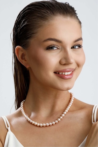 Pudra Pembe Doğal İnci Kolye Bileklik Set - Sarı