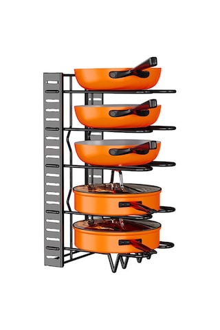 Yifomall Siyah Dikey 5 Katlı Mutfak Tencere Rakımı - Yüksekliği Ayarlanabilir, Çok Amaçlı, Masüstü Gereç Depolama Rafı Diğer