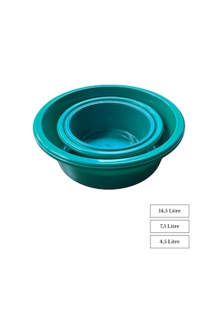 3'lü Saklama Kabı Seti İç Içe Geçmeli Badya / Leğen Mutfak Ve Ev Içi Kullanım Plastik Pratik Set Yeşil