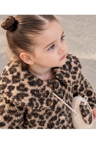 Cocosiss Leoparlı Çantalı Kız Mont 2766 Kahverengi