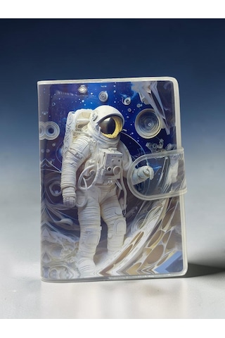3d Görünümlü Astronot A7 Not Defteri , Çıt Çıtlı Cep Defteri - Mavi