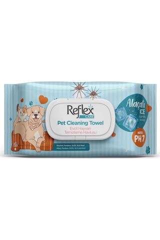 Reflex Care Alaçatı Ice Kokulu Kedi Ve Köpekler İçin Çok Amaçlı Hijyenik Temizleme Mendili 50'li