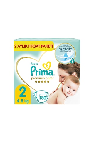 Prima Bebek Bezi Premium Care 2 Beden Aylık Fırsat Paket 180’li 3'lü
