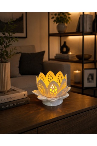 Lotus Glow Mumluk Beyaz - Turuncu