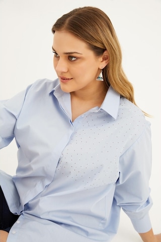 Oversize Taş Baskılı Poplin Gömlek