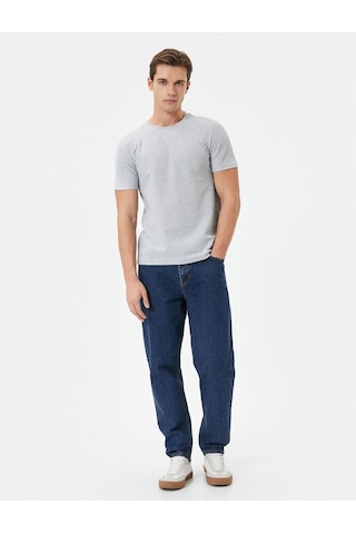 Koton 4sam10279hk 031 Gri Erkek Jersey Kısa Kollu Basic T-shirt Gri