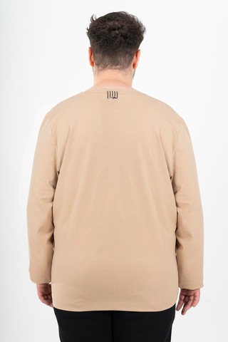 Maraton Sportswear Büyük Beden Erkek Bisiklet Yaka Takma Kol Basic Açık Vizon Sweatshirt 22420-açık Vizon Açık Vizon