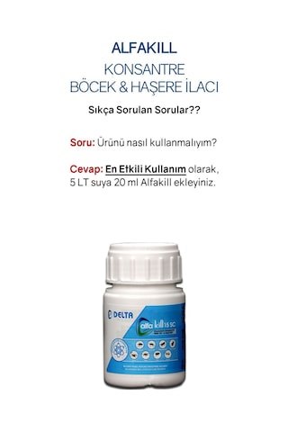 Alfakill 15 Sc 20 Ml Konsantre Haşere Ilacı - Pire, Kene, Akrep, Hamamböceği, Sivrisinek, Karasinek