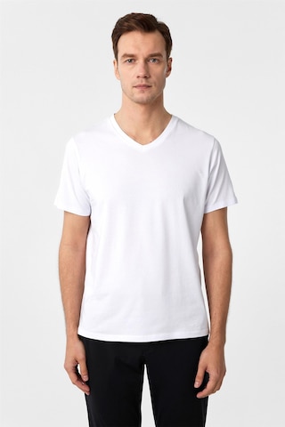 Süvari Beyaz Slim Fit Düz V Yaka Tişört Beyaz