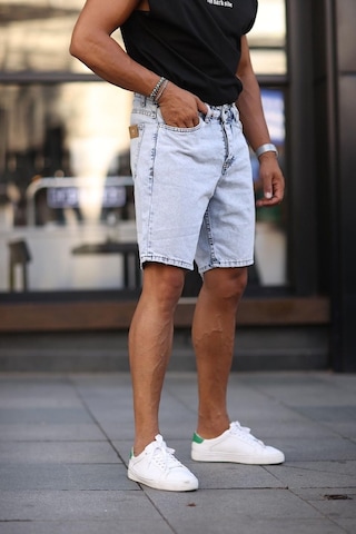 Boyfriend Kot Kapri Rahat Kalıp Kot Şort Buz Mavi