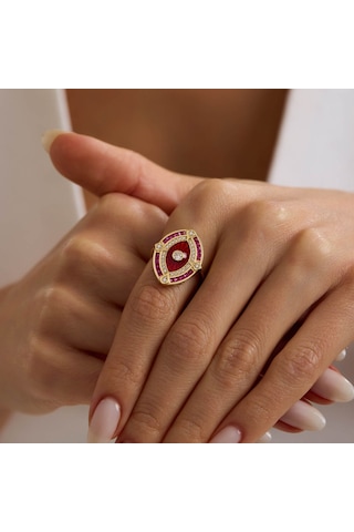 Passion Eye 14 Ayar Altın Yüzük Ruby T14425 Renkli