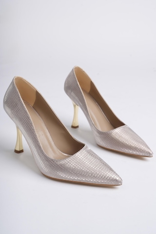 Muggo Yowel Garantili Sivri Burun Kadın Topuklu Stiletto Ayakkabı Rose Pudra