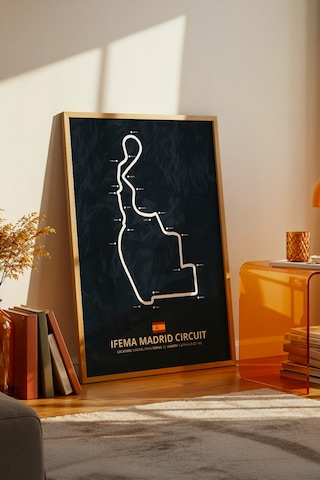 Madrid F1 Pisti Ahşap Çerçeveli Tablo Madrid Gp Yarış Poster