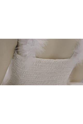 Kız Çocuk Tarlatanlı Simli Frozen Abiye-8076-krem Krem