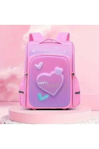 Dream011 Pembe Geniş Boyut İlkokul Çantası 2-6 Sınıflar İçin Yük Azaltma Sırt Koruma Ultra Hafif Pembe