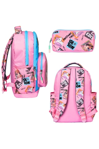 Lkokul Cool Edit Baskılı,3 Lü Kız Çocuk Beslenmeli Ve Kalemlikli