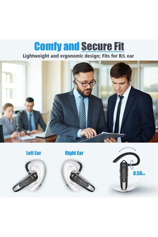 Xindoker New Bee Lc-b45 Tek Kulaklık Bt5.0 İş Kulaklığı - Cvc8.0 Gürültü Engelleme, İki Mikrofonlu, 24 Saat Müzik, 160mah Pil, Kulak Kanca Ve Taşıma Çantası - Siyah