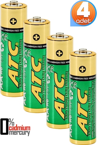 Atc 4lü Aa R6 Heavy Duty Kalın Kalem Pil Saat Pili Çinko Karbon Pil Zn-c 1.5v
